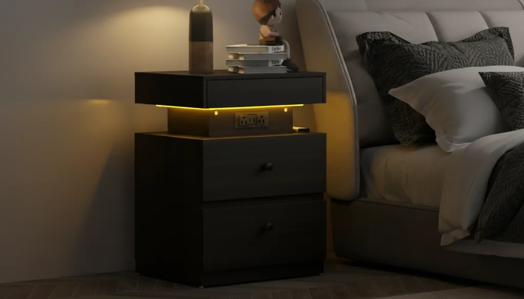 LED Nightstand with Charging Station