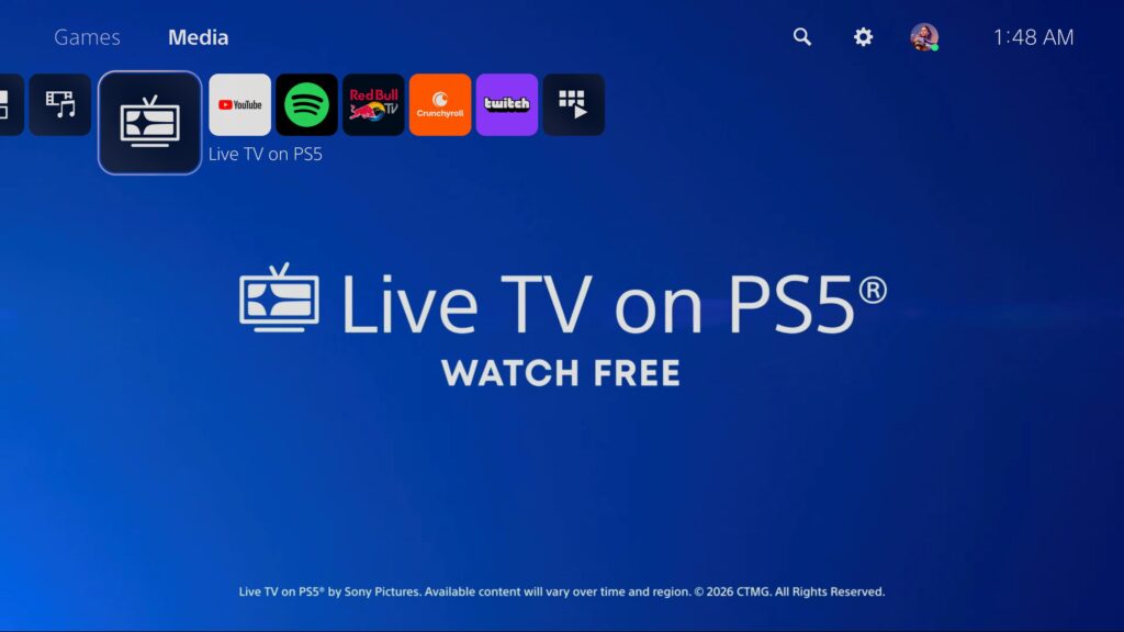 Live TV on PS5