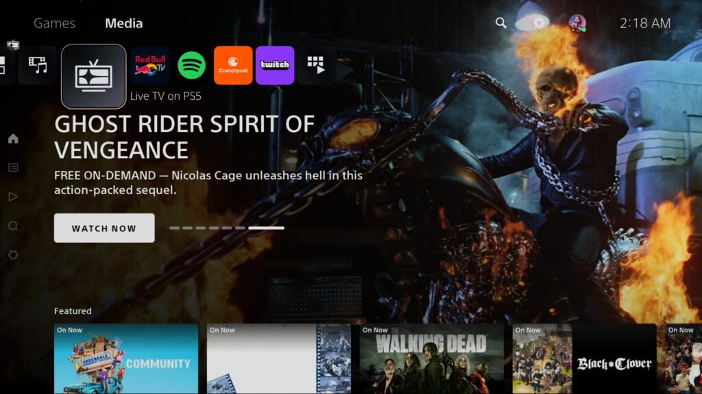 Live TV on PS5