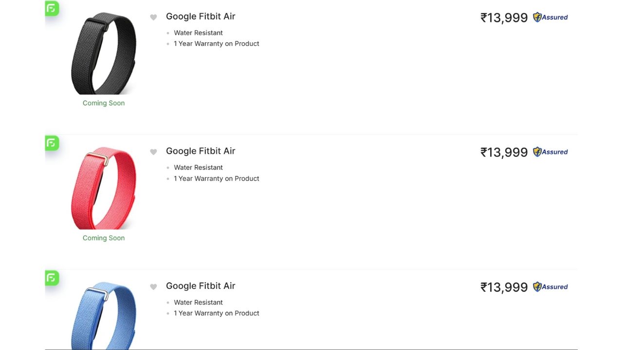 Fitbit Air is launching very soon in India